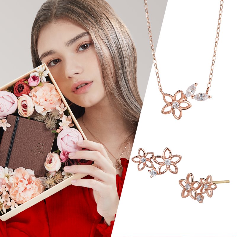 14K 로맨틱 벚꽃 목걸이 귀걸이 선물세트